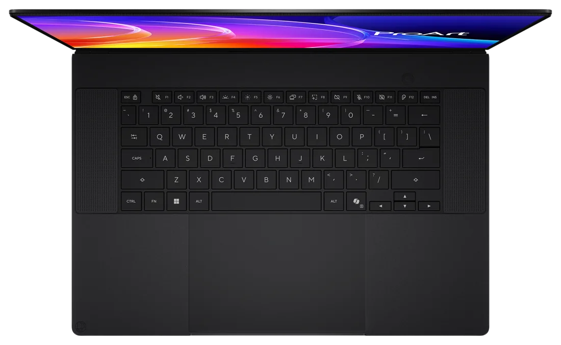 Tangentbordet och ASUS HapticPad ovanifrån